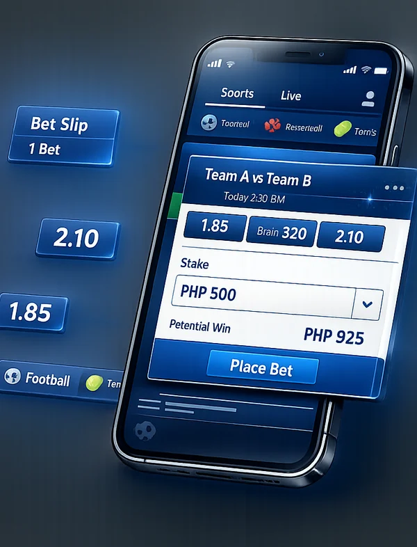 Placing a first bet in the 1xBet app bet slip